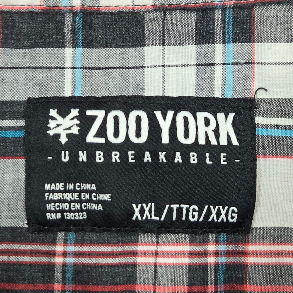 Zoo York Men XXL Plaid Button Shirt Red Black Blue Check Streetwear Skate Y2K - Picture 5 of 8